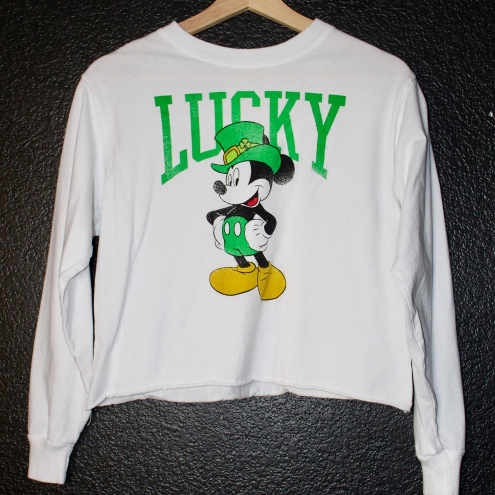 disney "lucky" long-sleeve crop top size medium